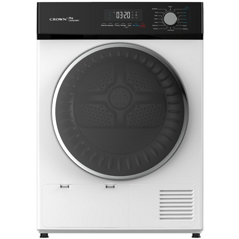 Στεγνωτήριο ρούχων TDC8016WY, 8 kg, E, Λευκό, Crown